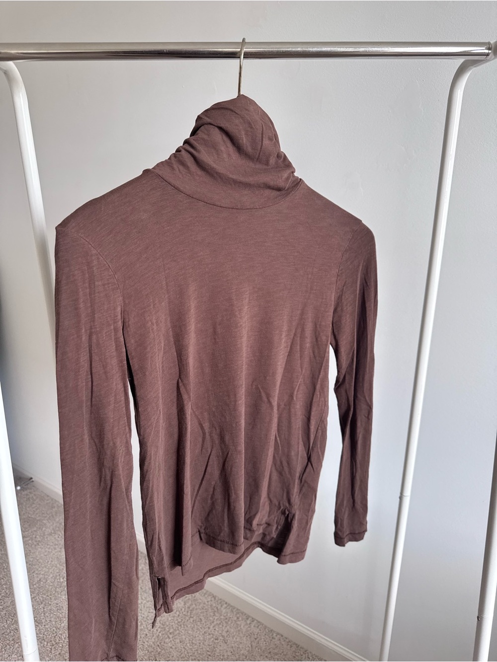 Madewell Women's Fitted Brown Long-Sleeve Turtleneck Sweater